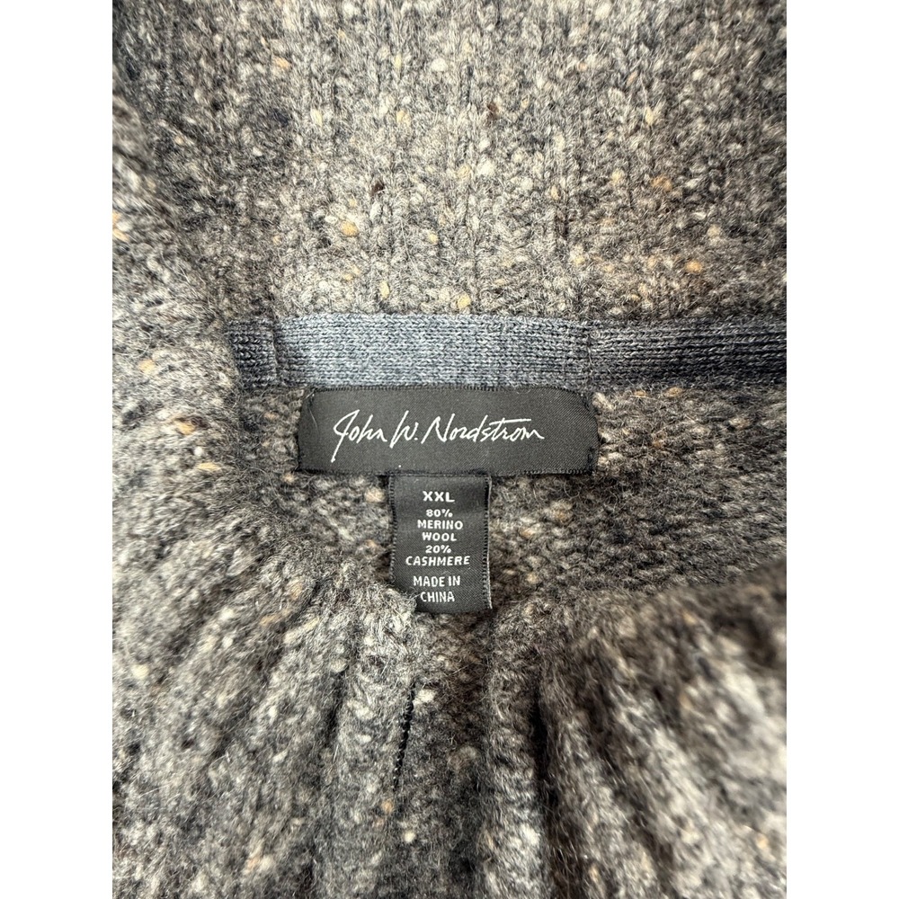John W Nordstrom Mens XXL Merino Wool Cashmere Zip Cardigan Sweater Gray - Picture 2 of 6